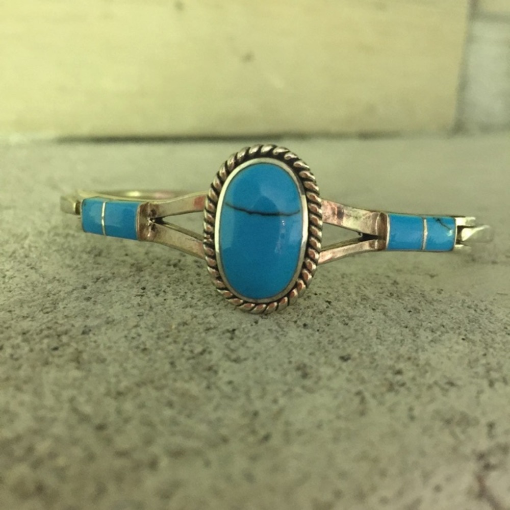 Sterling silver turquoise bangle bracelet
